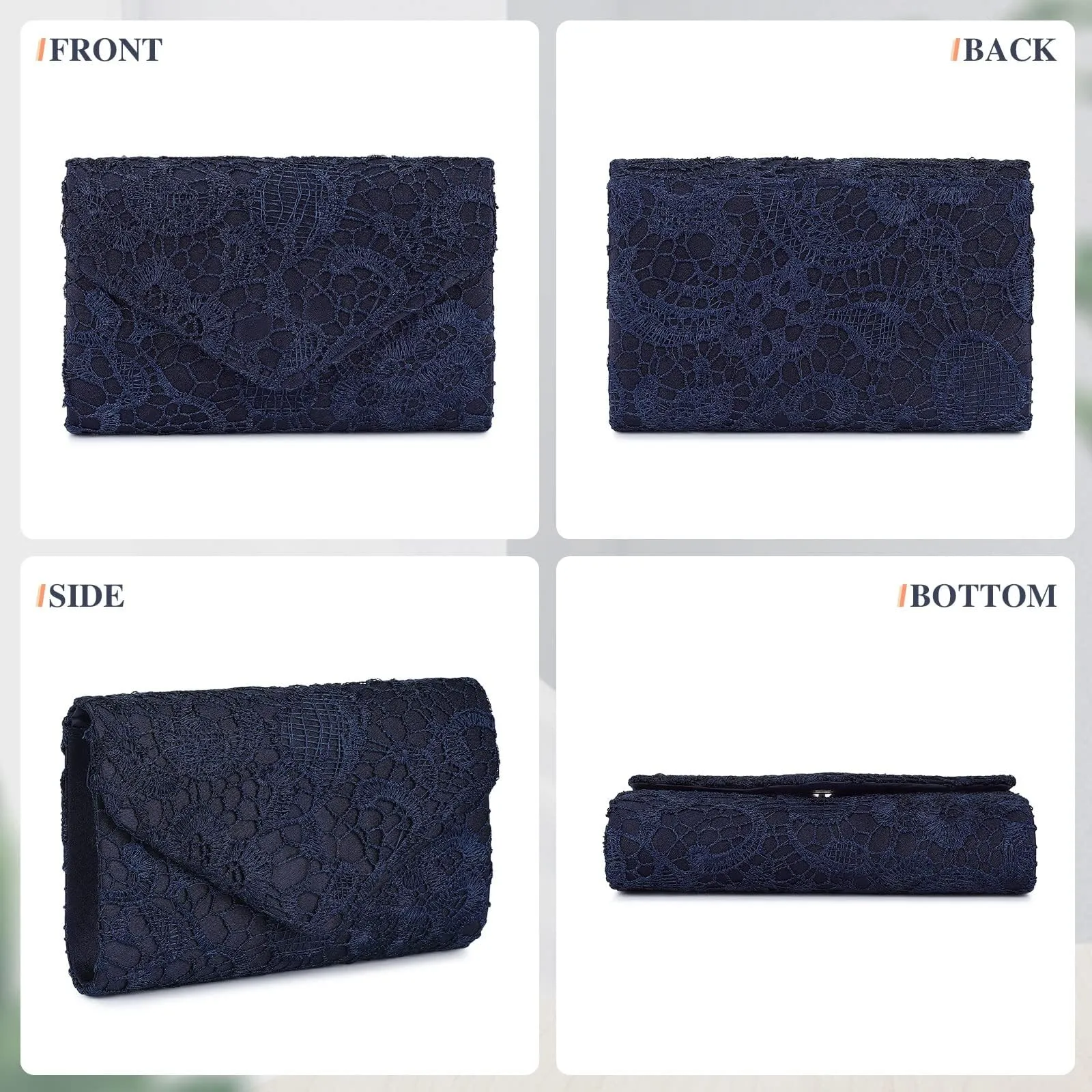 UBORSE Women's Elegant Floral Lace Evening Clutch Envelope Prom Handbag Wedding Purse