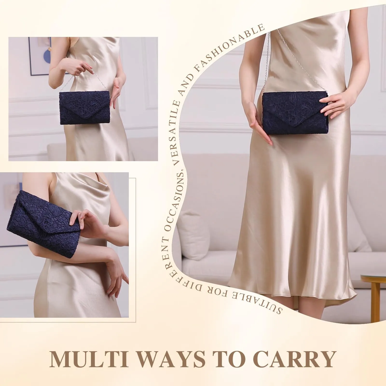 UBORSE Women's Elegant Floral Lace Evening Clutch Envelope Prom Handbag Wedding Purse