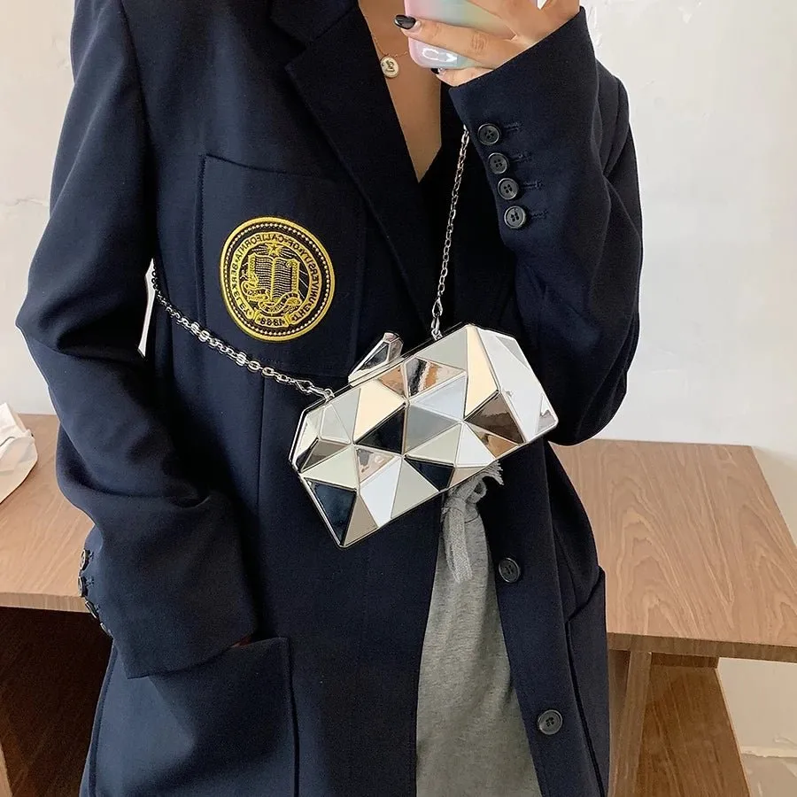 Unique Square Metal Evening Clutch Bag