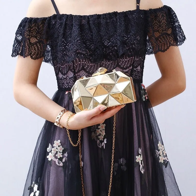 Unique Square Metal Evening Clutch Bag