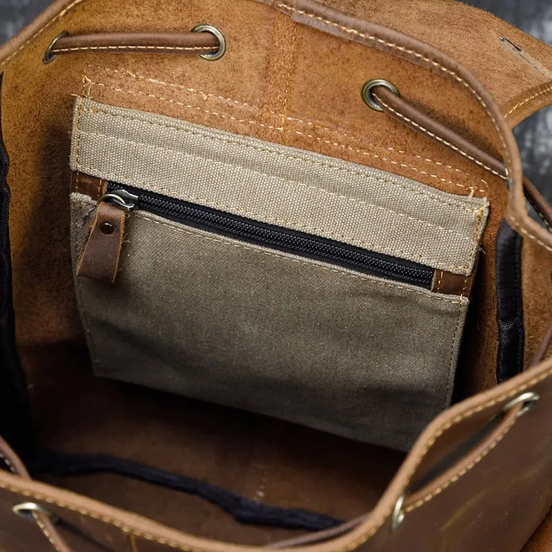 Unisex Crazy Horse Leather Backpack