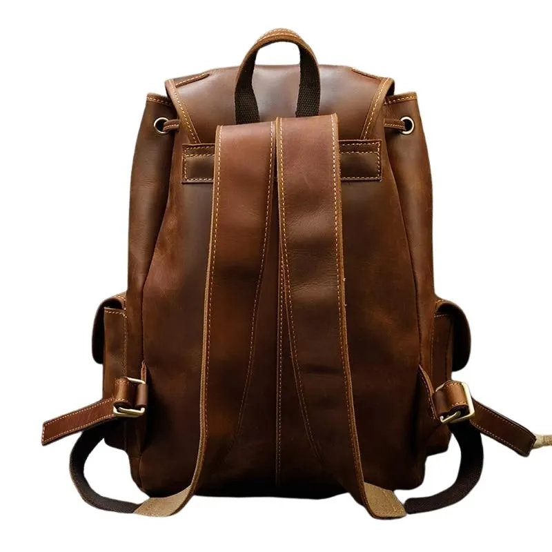 Unisex Crazy Horse Leather Backpack