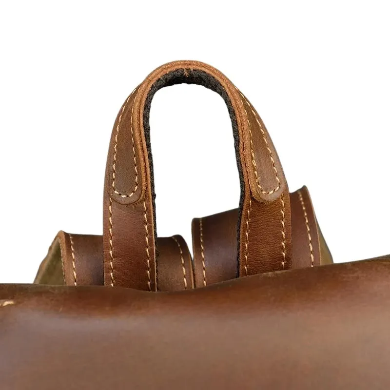 Unisex Crazy Horse Leather Backpack