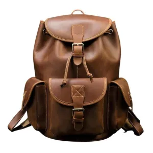 Unisex Crazy Horse Leather Backpack