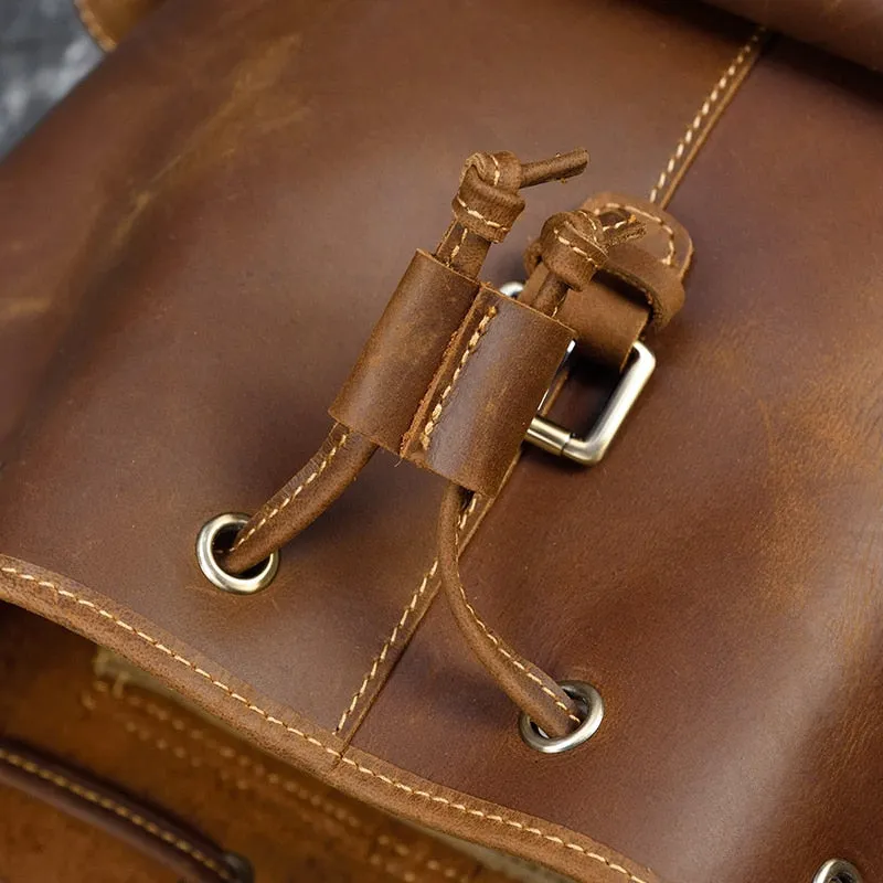 Unisex Crazy Horse Leather Backpack