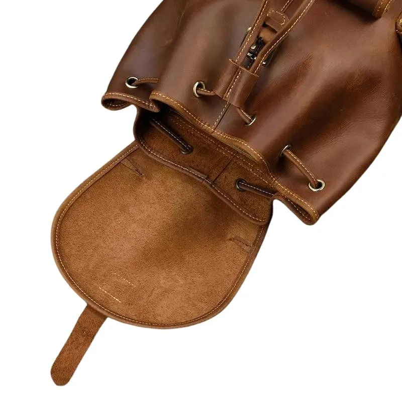 Unisex Crazy Horse Leather Backpack
