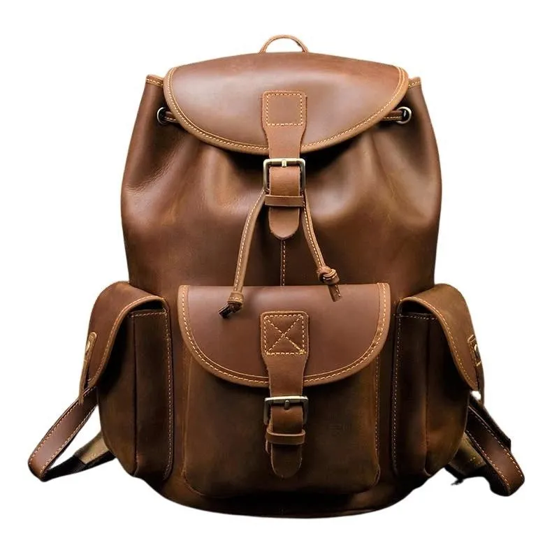 Unisex Crazy Horse Leather Backpack