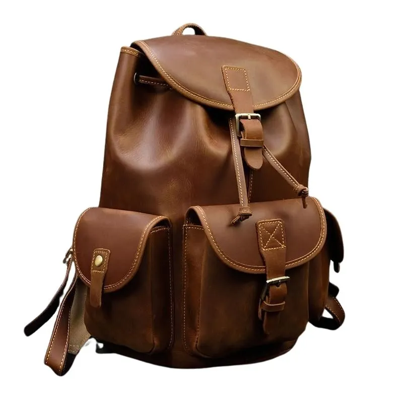 Unisex Crazy Horse Leather Backpack