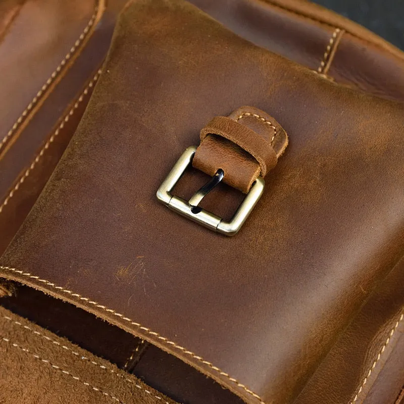 Unisex Crazy Horse Leather Backpack