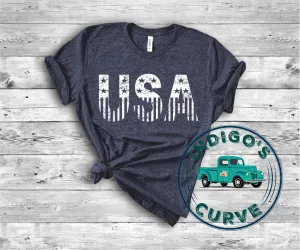 USA Stars & Stripes Distressed Bella Canvas 3001 Tee