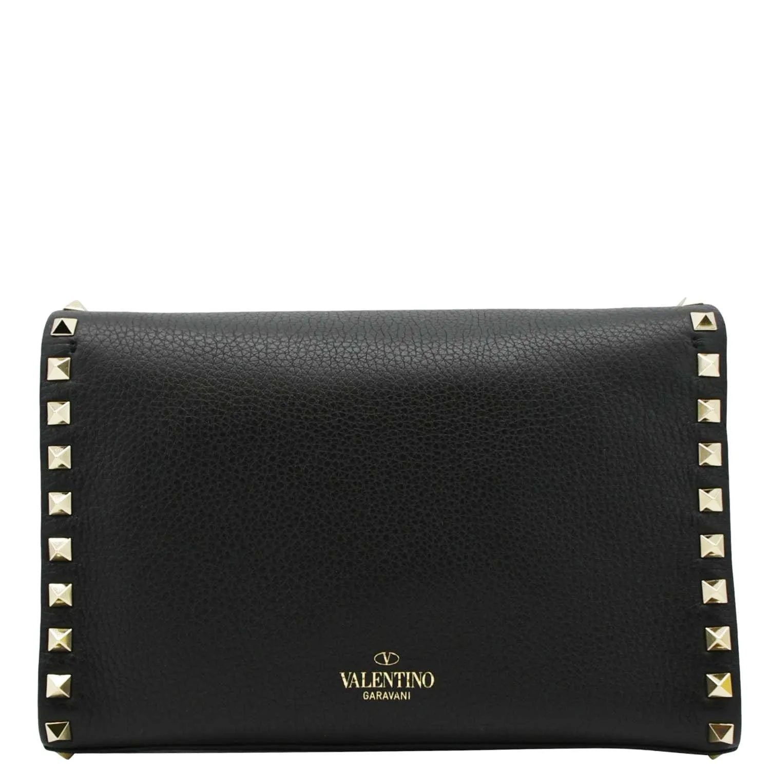 VALENTINO Rockstud Flip Lock Leather Shoulder Bag Black