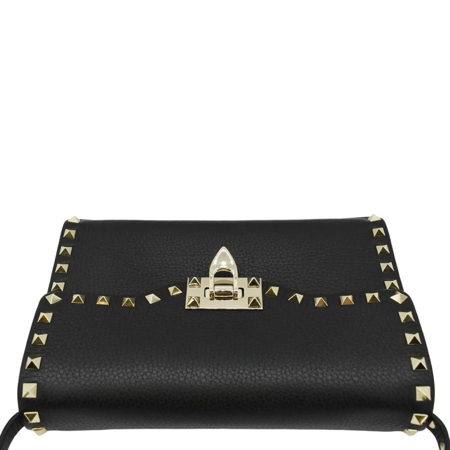 VALENTINO Rockstud Flip Lock Leather Shoulder Bag Black