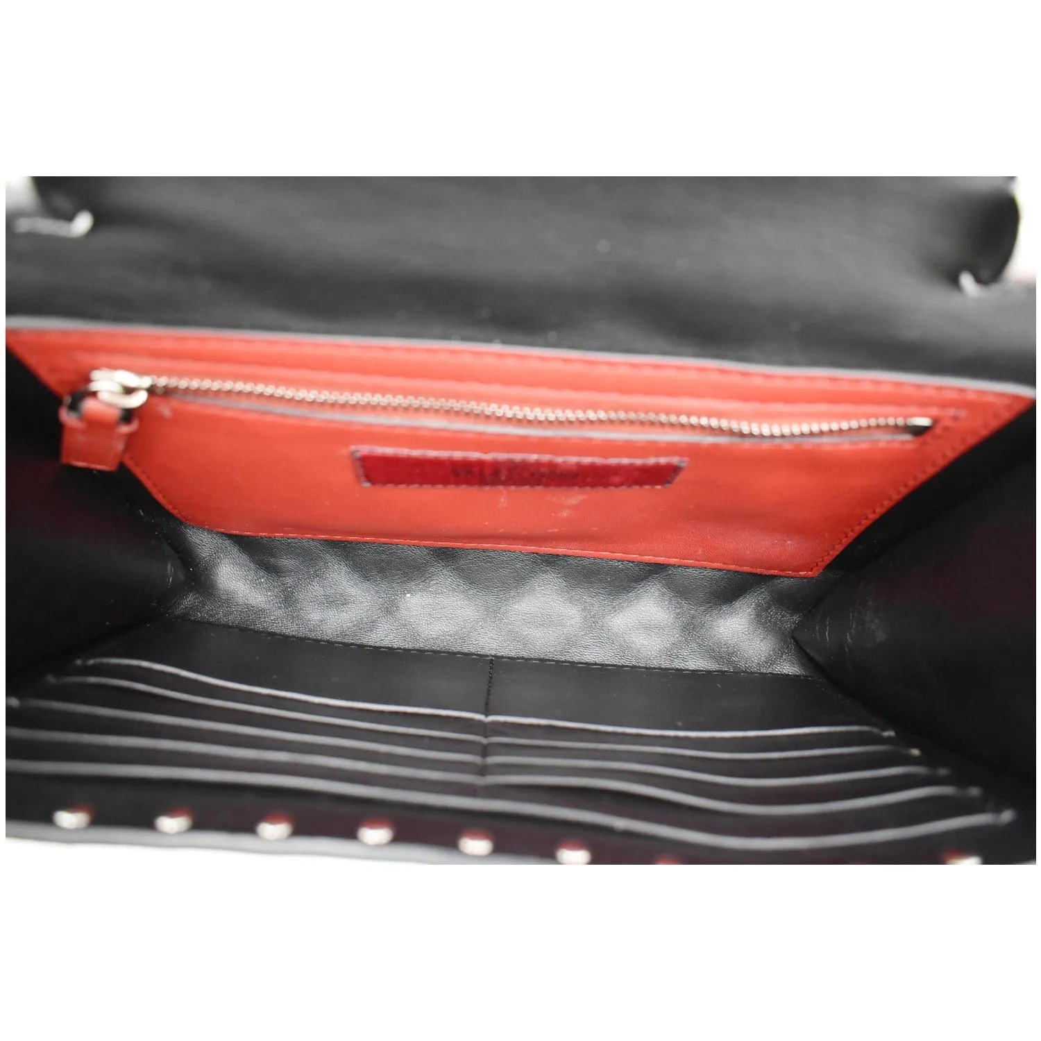 VALENTINO Rockstud Spike Nappa Leather Clutch Bag Metallic Silver