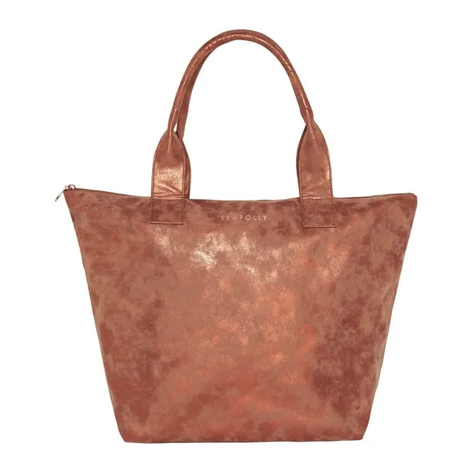 Vegan Leather Shopper Tote - Bronze