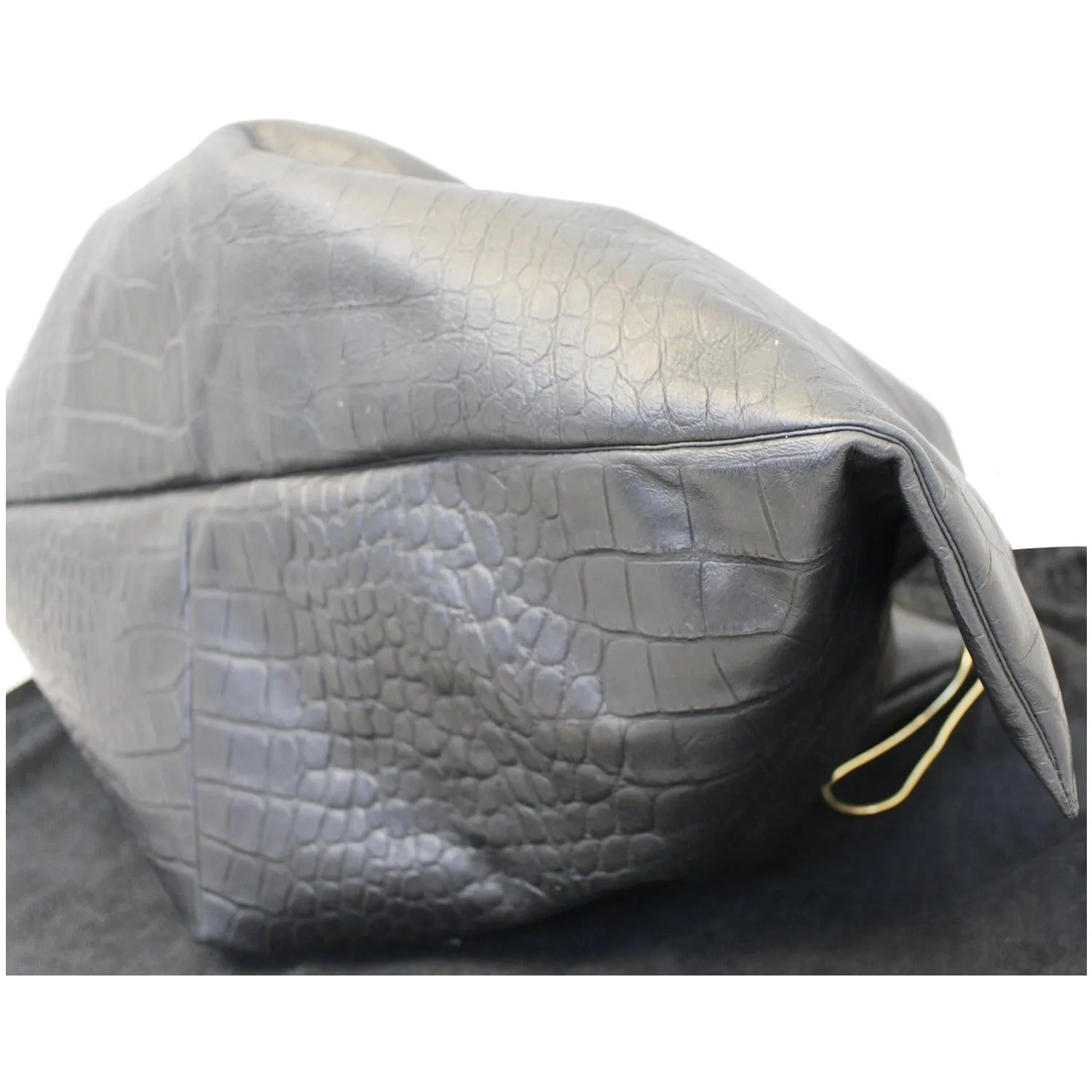 VERSACE Large Scale Embossed Leather Satchel Bag Black