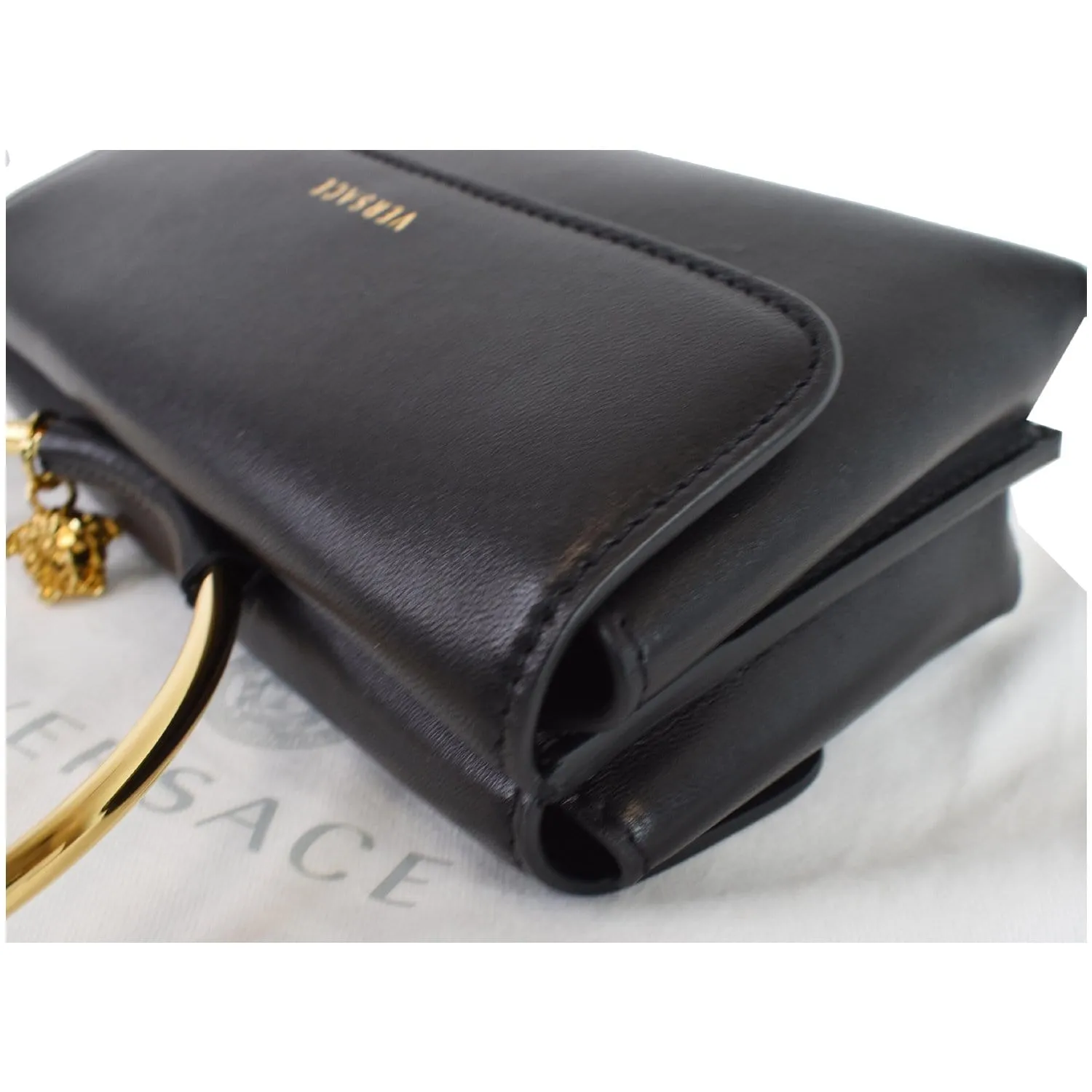 VERSACE Medusa Aeternitas Bangle Evening Charm Satchel Bag Black
