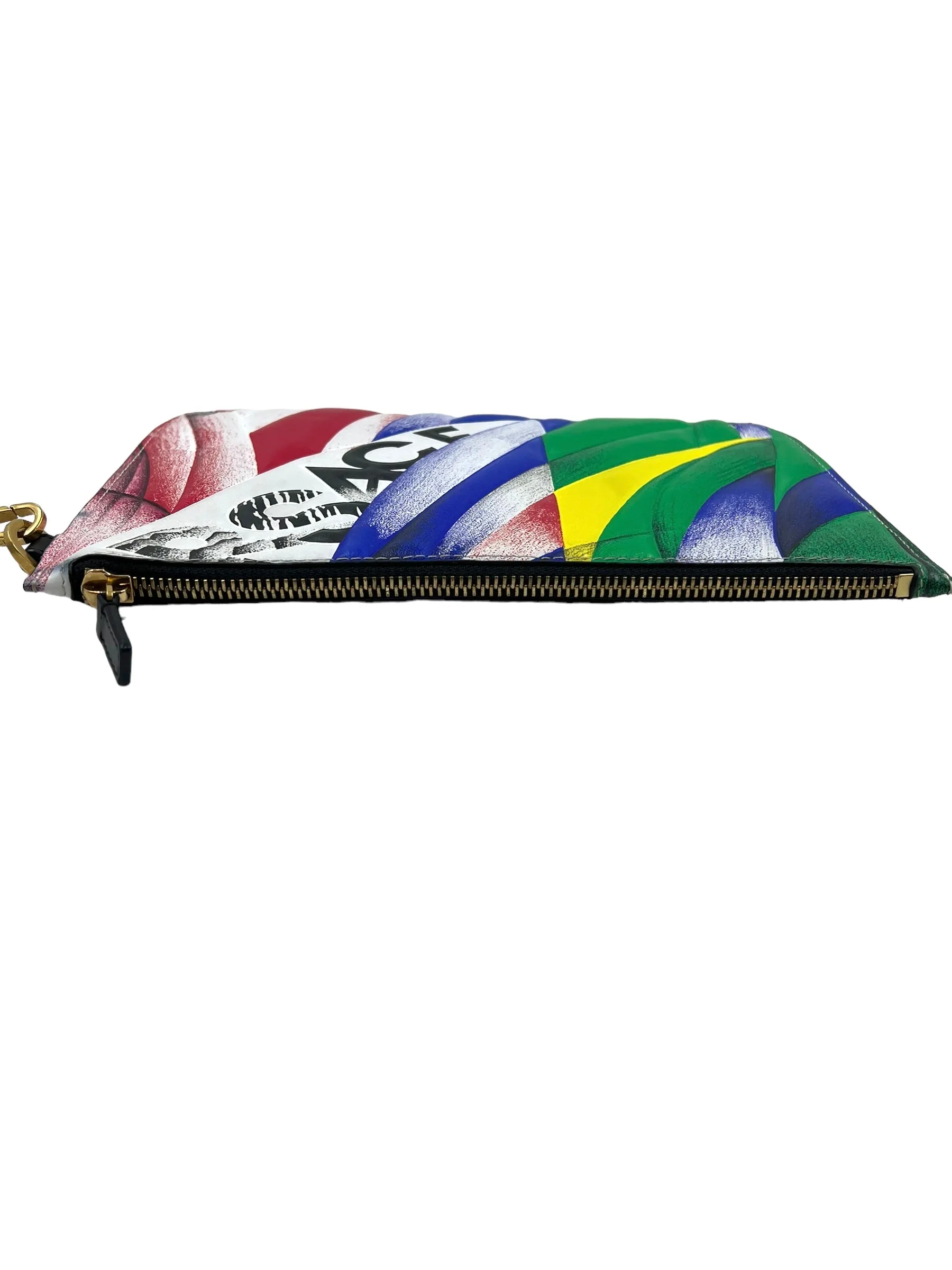 Versace Multicolor Leather Vitello Logo Print Pochette
