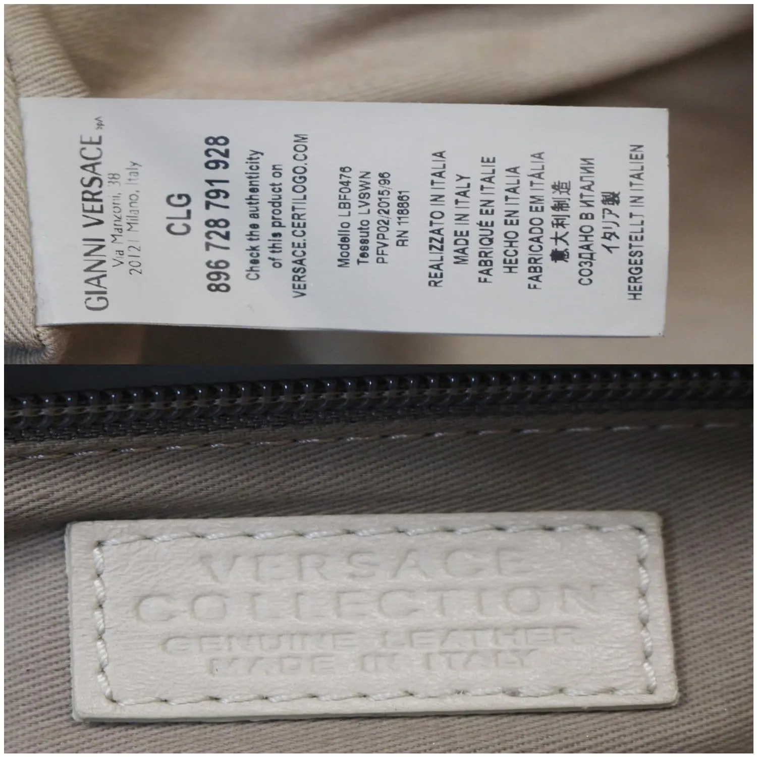 VERSACE Python Embossed Satchel Bag White/Black