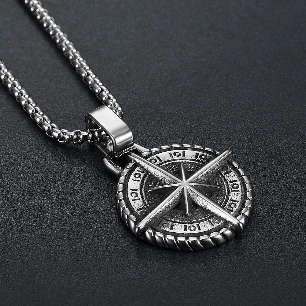 Viking Vintage Compass Pendant with Chain