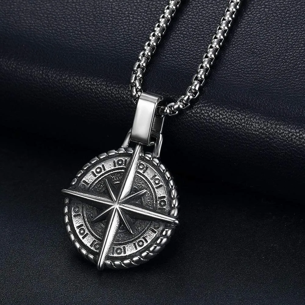 Viking Vintage Compass Pendant with Chain