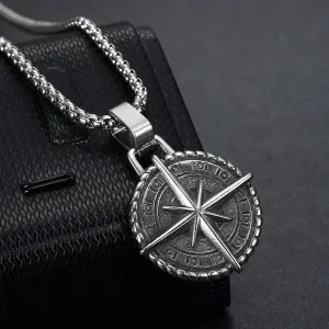 Viking Vintage Compass Pendant with Chain