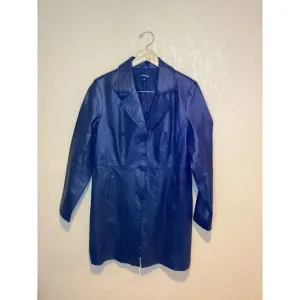 Vintage 80s Chadwicks of Boston Black Leather Trench Coat, Women's Size 12