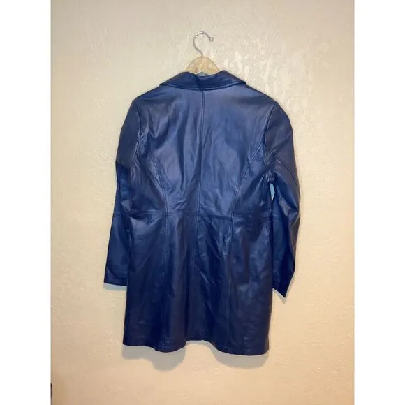 Vintage 80s Chadwicks of Boston Black Leather Trench Coat, Women's Size 12