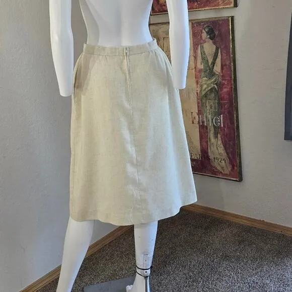 Vintage 80s Cream Soft Canvas 2 Piece Skirt and Blazer Set by Dimension V