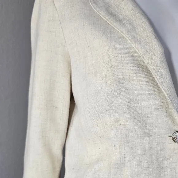 Vintage 80s Cream Soft Canvas 2 Piece Skirt and Blazer Set by Dimension V