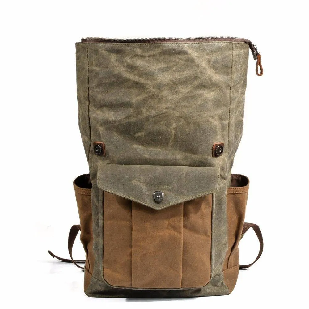 Vintage Canvas & Leather 20 Liter Travel Backpack