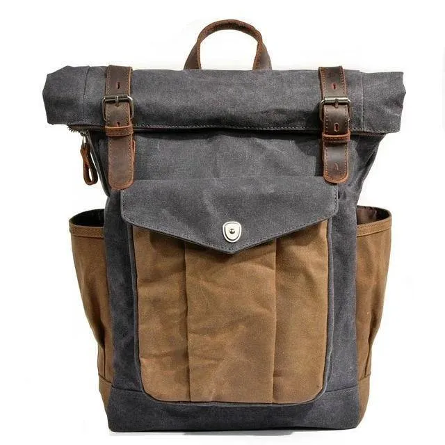 Vintage Canvas & Leather 20 Liter Travel Backpack