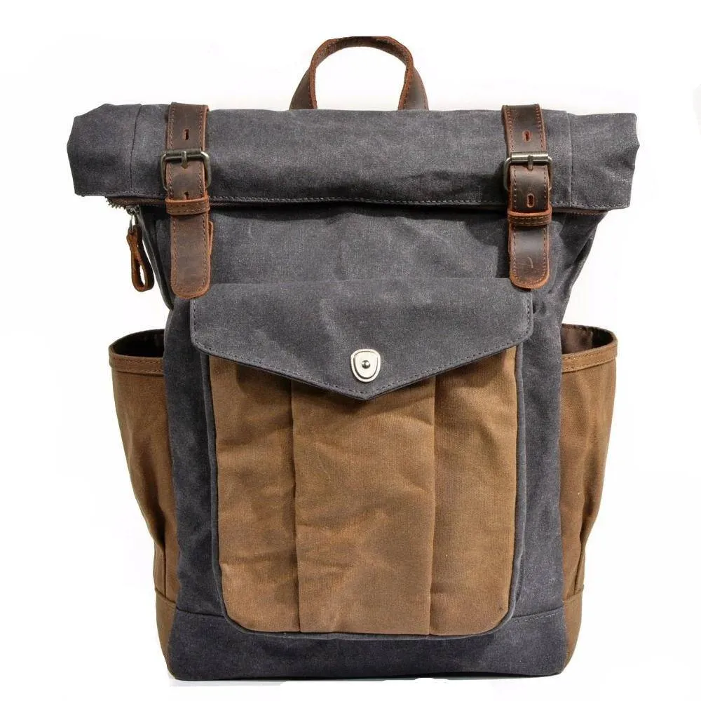 Vintage Canvas & Leather 20 Liter Travel Backpack