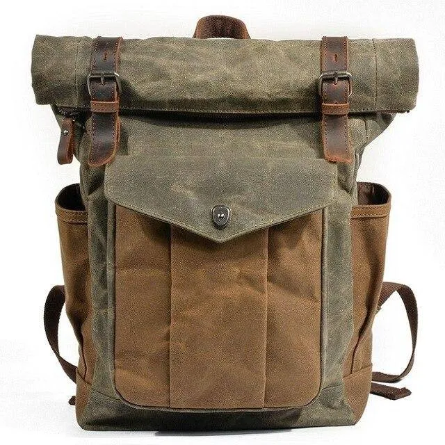 Vintage Canvas & Leather 20 Liter Travel Backpack