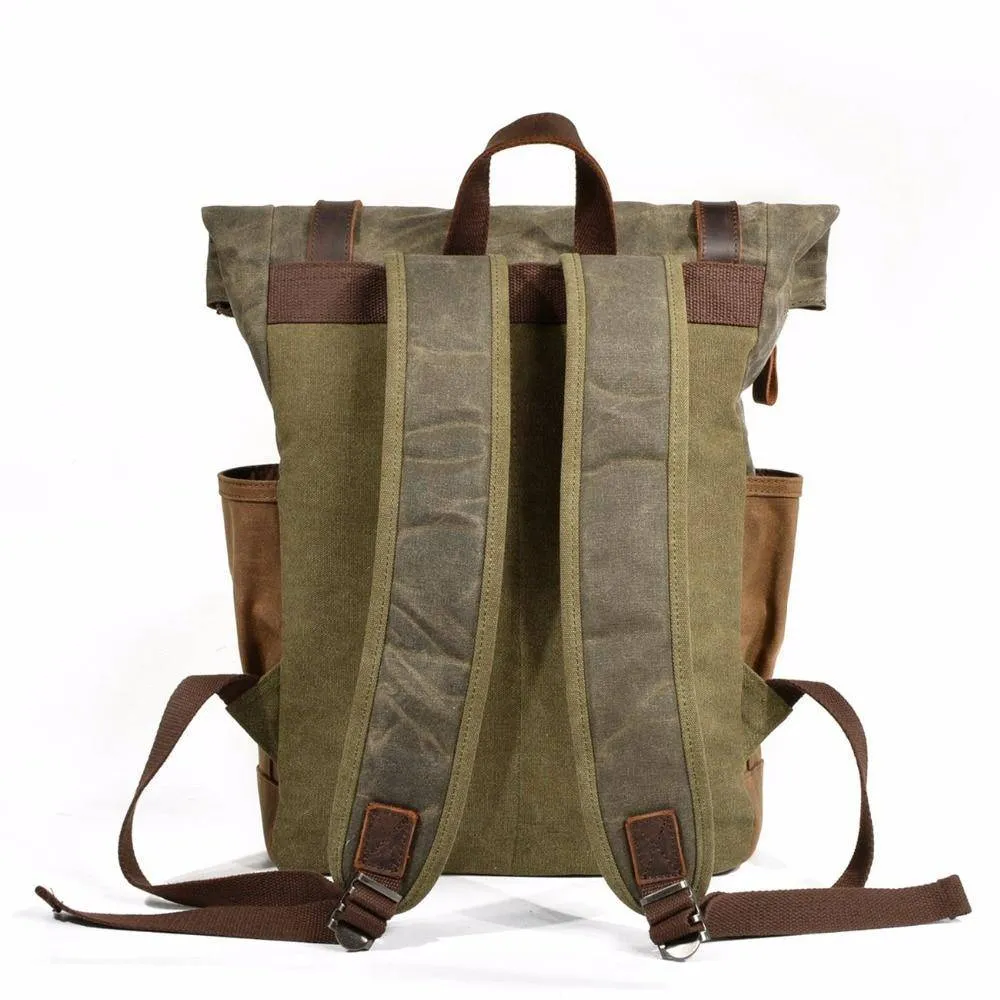 Vintage Canvas & Leather 20 Liter Travel Backpack