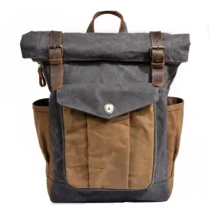 Vintage Canvas & Leather 20 Liter Travel Backpack