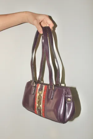 Vintage Eggplant Patterned Leather Purse