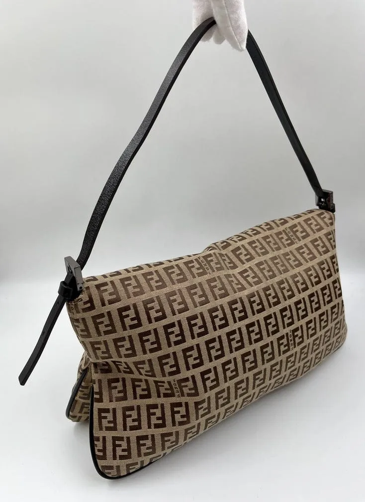 Vintage Fendi Mini Mamma Baguette in Brown Zucchino Canvas
