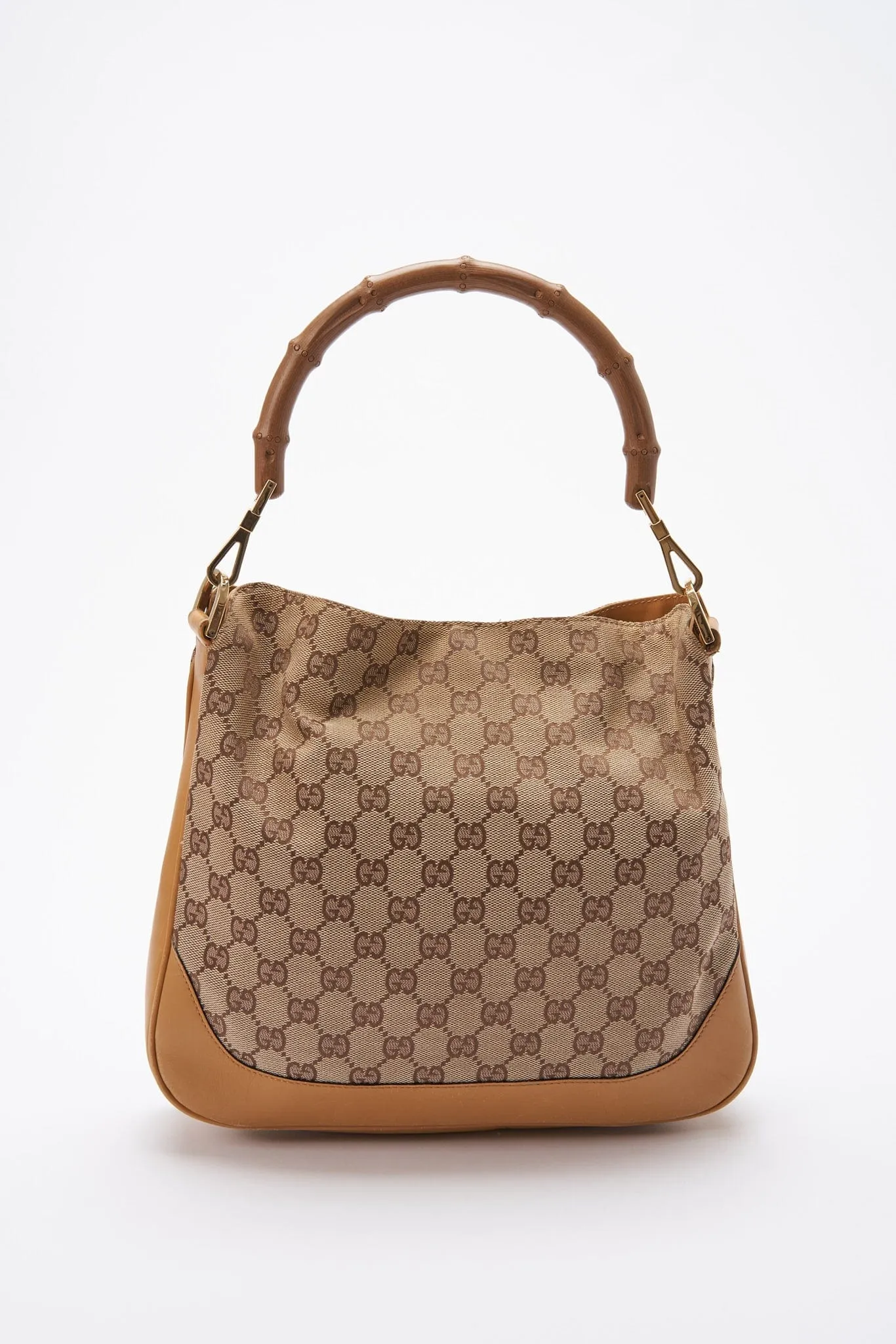 Vintage Gucci Bag with Bamboo Handle - Beige GG Canvas