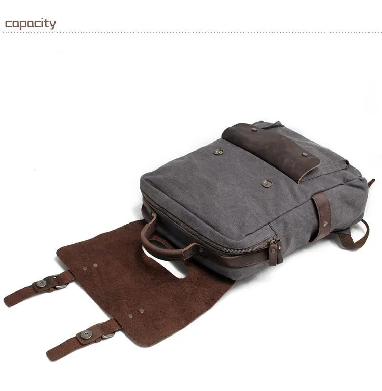 Vintage Leather & Canvas Backpack