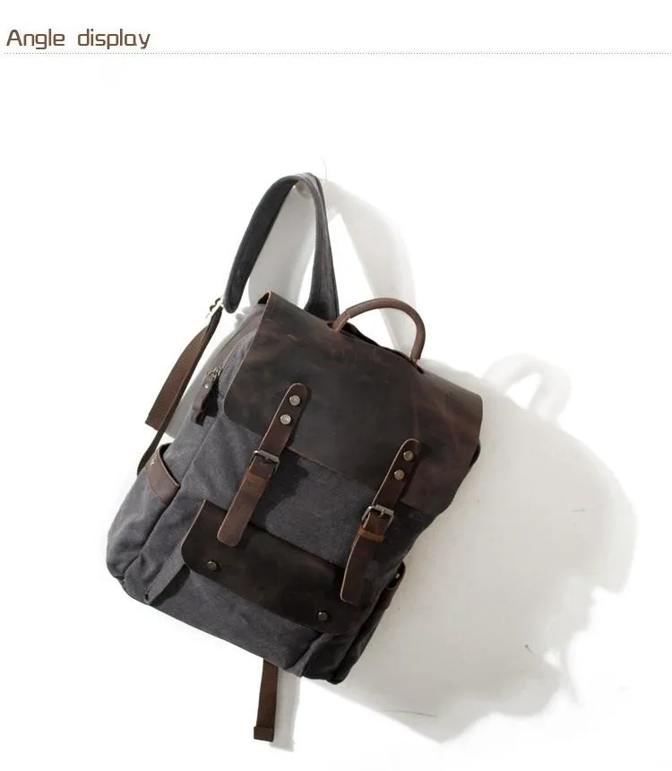 Vintage Leather & Canvas Backpack