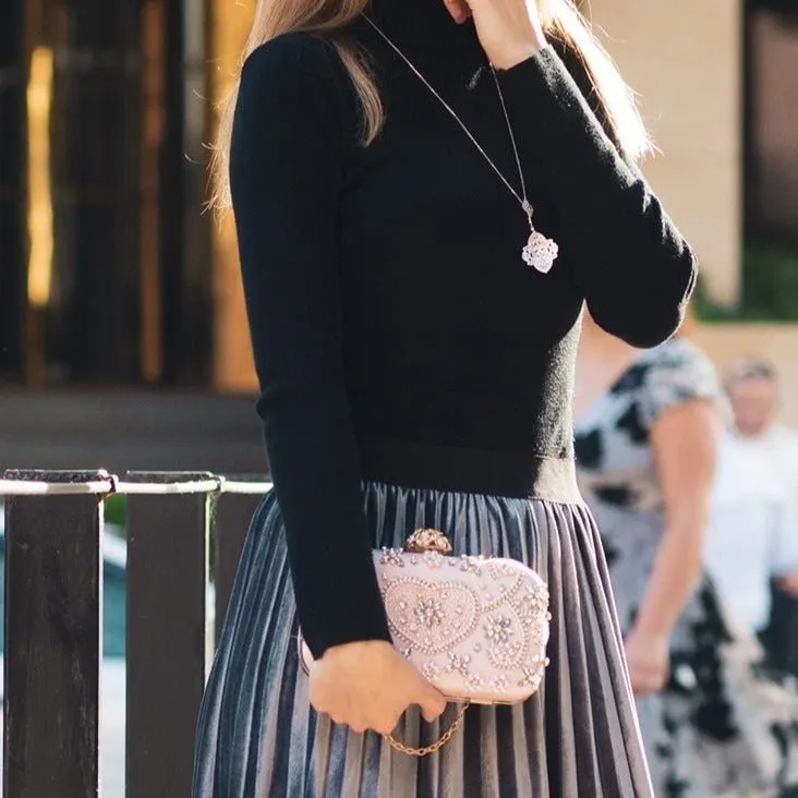 Vintage Pink Beaded Clutch Evening Bags