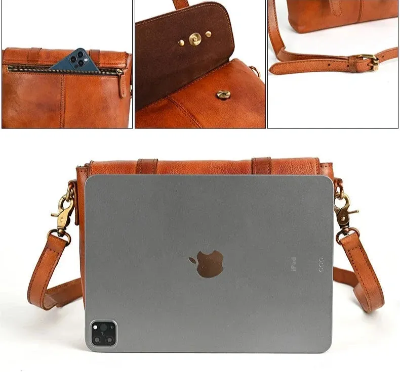 Vintage-Style Handmade Leather Satchel Bag