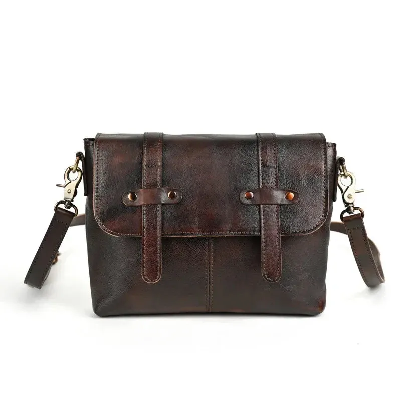 Vintage-Style Handmade Leather Satchel Bag