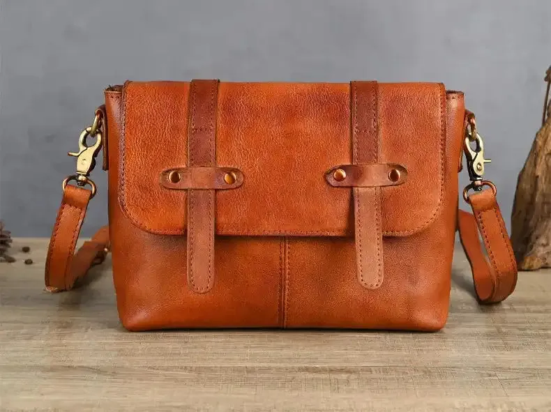 Vintage-Style Handmade Leather Satchel Bag