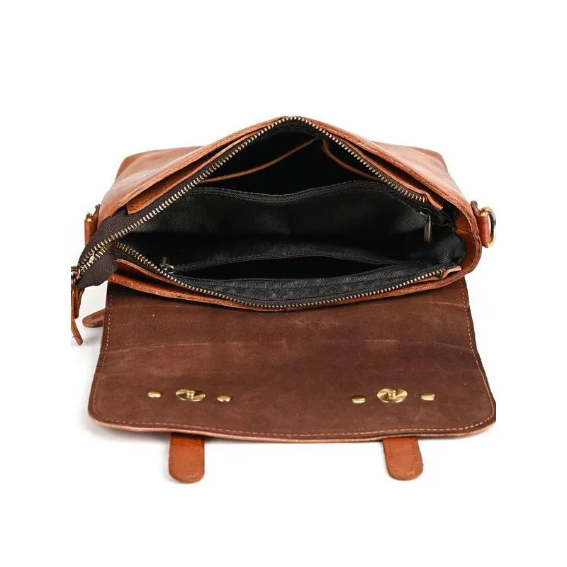 Vintage-Style Handmade Leather Satchel Bag