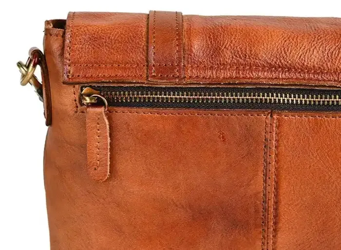 Vintage-Style Handmade Leather Satchel Bag