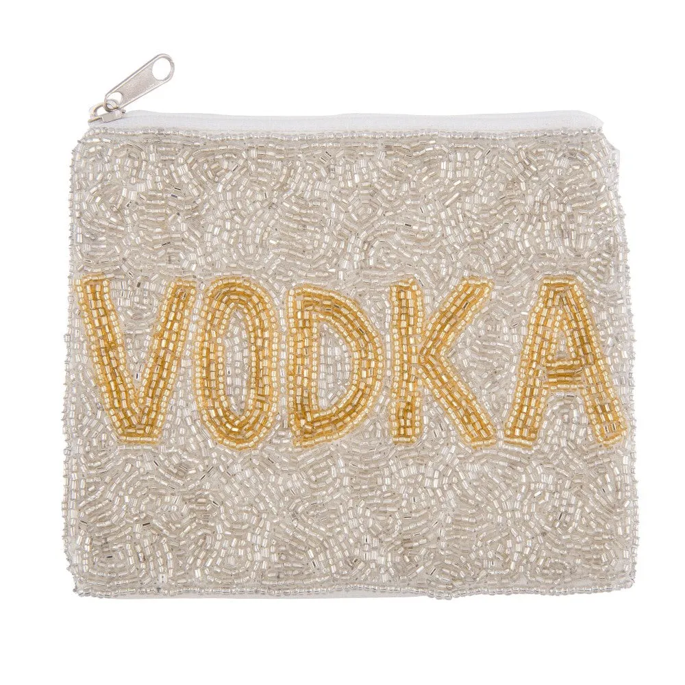 Vodka Seed Beaded Canvas Pouch