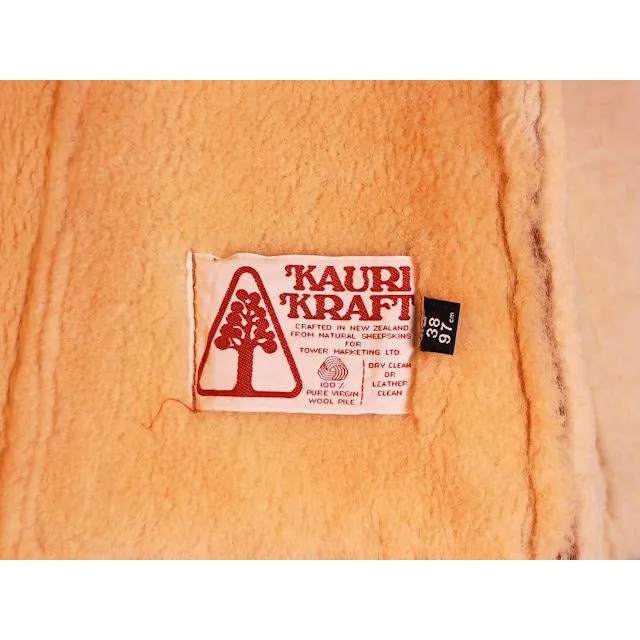 VTG Kauri Kraft Coat Sheepskin Shearling New Zealand Size Womens 38 1970s