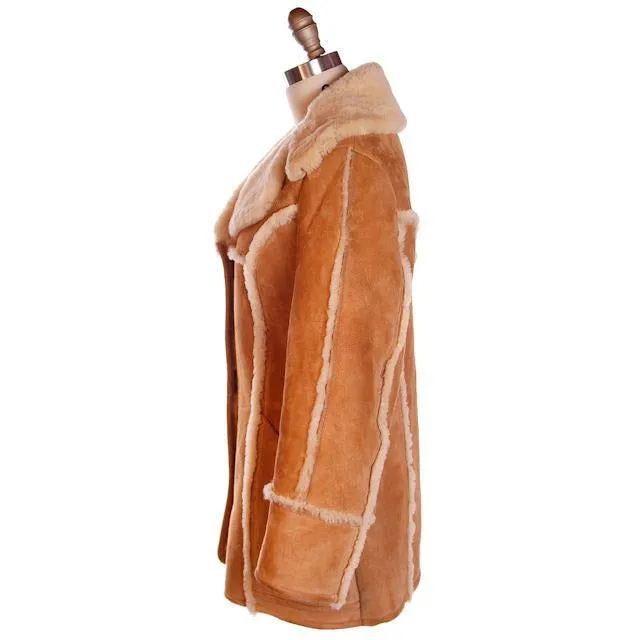VTG Kauri Kraft Coat Sheepskin Shearling New Zealand Size Womens 38 1970s