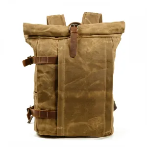 Waxed Canvas Backpack, Outdoor Rucksack - Canvas Travel Knapsack